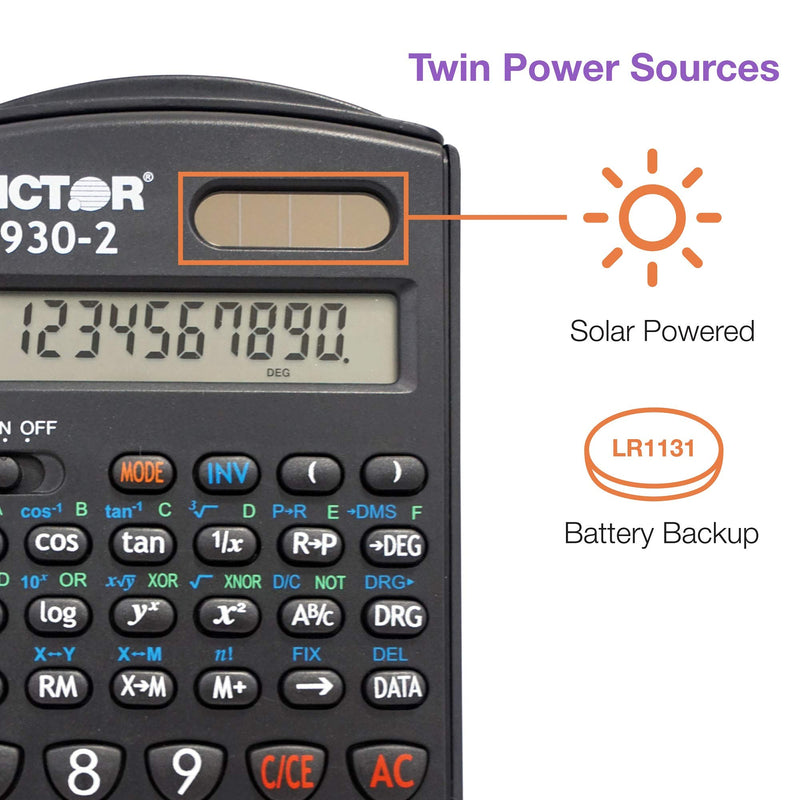 Victor-930-2 Scientific Calculator, 1Line Display-Black and Silver , 3 x 5