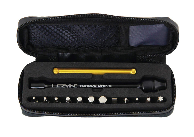 LEZYNE Torque Drive Bike Multi-Tool, CNC Machined Aluminum, Magnetic Hold, 11 Interchangeable Bits, Cross-Head & Flathead, Compact, Portable Bicycle Torque Wrench Kit Black