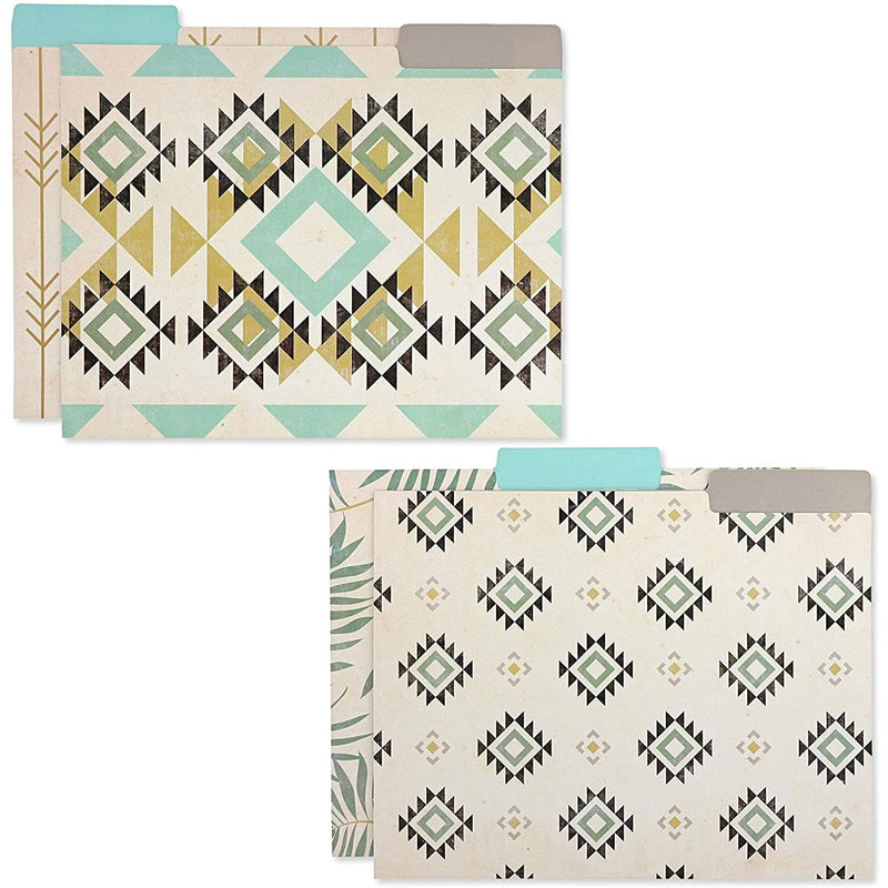 Decorative Bohemian File Folders with 1/3 Cut Tabs (9.5 x 11.5 In, 12 Pack)