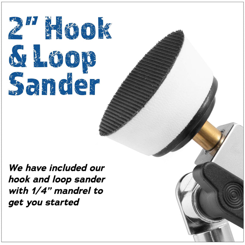 Peachtree Woodworking Supply 2 inch Diameter Bowl Sander with Dual Bearing Head and 2 inch Foam Hook and Loop Sander with 1/4 inch Mandrel and 9 inch Long Hardwood Handle (F26)
