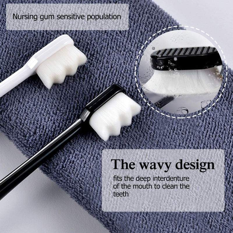 12 Pcs Extra Soft Toothbrush, Soft Bristle Toothbrush Adult Sensitive Teeth, Micro Nano Manual Toothbrushes, Ultra Soft Toothbrush for Sensitive Teeth Oral Gum Recession(White + Black + Scraper) (White + Black + Scraper)