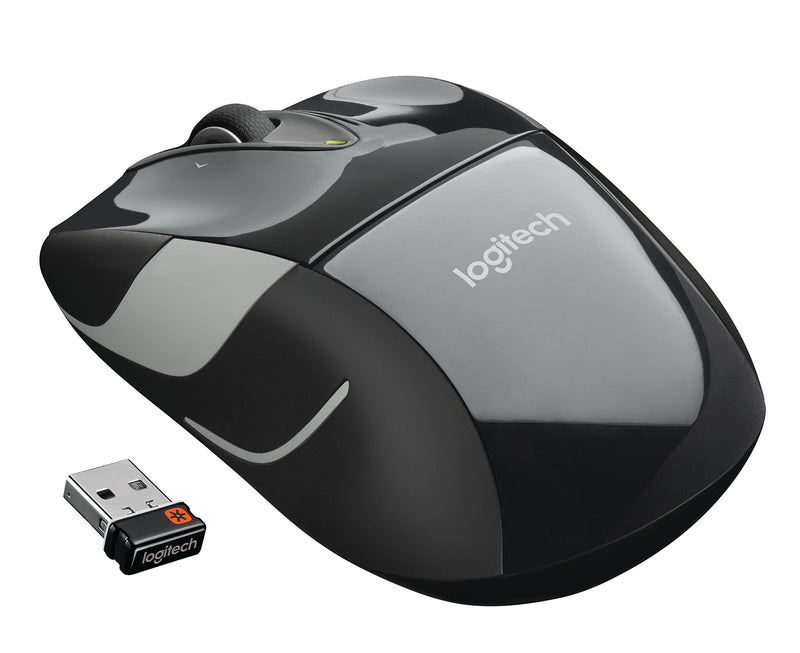 Logitech M525 Wireless Mouse â€“ Long 3 Year Battery Life, Ergonomic Shape for Right or Left Hand Use, Micro-Precision Scroll Wheel, and USB Unifying Receiver for Computers and Laptops, Black/Gray Standard Packaging