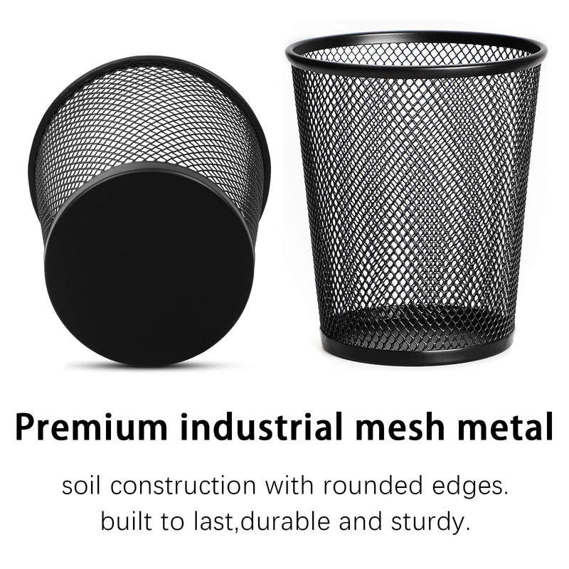 Pen Holder for Desk Mesh Pen Cups Metal Pencil Holder 12 Packs Desk Organizers and Storage 4.3x3.56x2.6inch Black