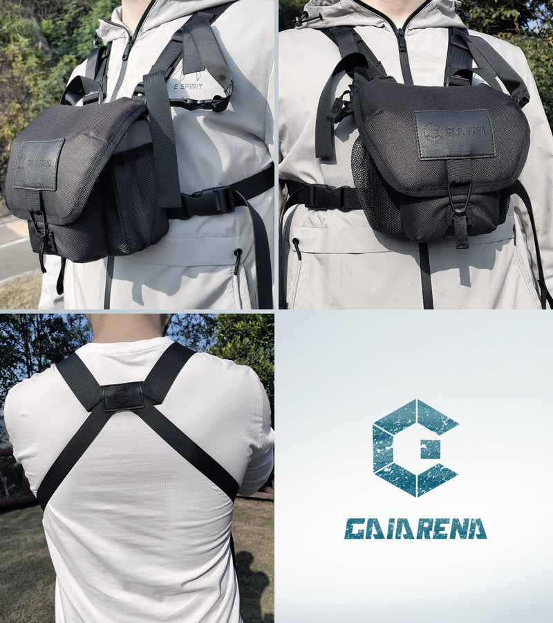 Waterproof Binocular Harness Chest Pack, Bino Harness with Range Finder Phone Pocket, Durable Lightweight Bag Rain Gear for Outdoor Hiking Hunting Fishing, Gaiarena