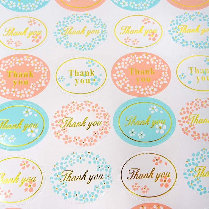 Honbay 20 Sheets 480pcs Spring Floral Sticker Labels Oval Shape Thank You Sticker Self-Adhesive Seal Sticker Decorative Sticker for Wedding, Scrapbooking, Cookies Packaging, Gift Wrap, Envelopes Seal