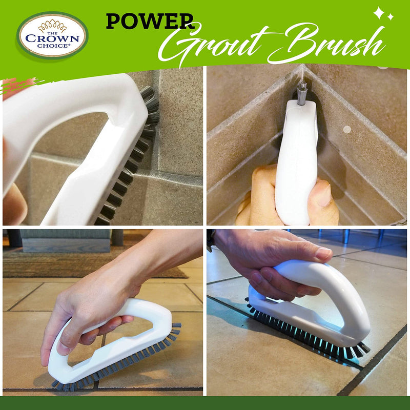 Grout Cleaner Brush with Stiff Angled Bristles and 3-in-1 Grout Cleaning Brush Supplies to Deep Clean Tile Lines, Detail Kitchen, Scrub Bathroom, Shower | 4Pc Home Detail and Grout Cleaner Brushes Set