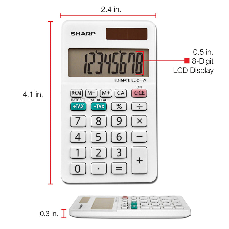 Sharp EL-244WB Business Calculator, White 2.125, 2.38 x 4.06 x 0.31 inches