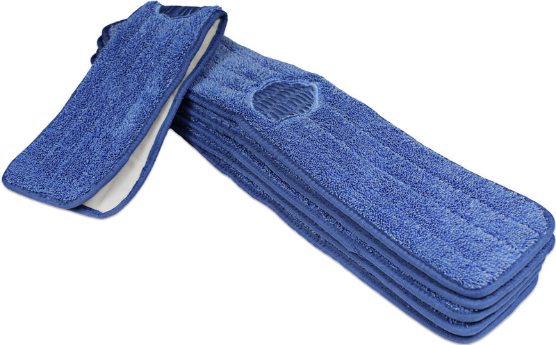 CleanAide Professional Twist Yarn Microfiber Mop Pads with Scrubbing Spot Cleaning â€“ Reusable Washable Hook and Loop Head Replacements for Wet and Dry Mopping (Blue, 24 inches, 6-Pack) Blue