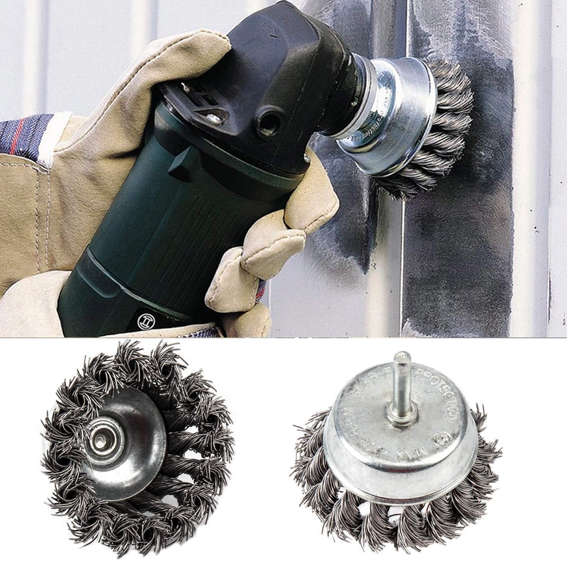 6 Pack Wire Wheels Brush, Rocaris 3 Inch Knotted and Plated Crimped and 1-Inch Carbon Knot Wire End Brush, Cup Wire Wheels Brush Set Perfect For Removal of Rust/Corrosion/Paint