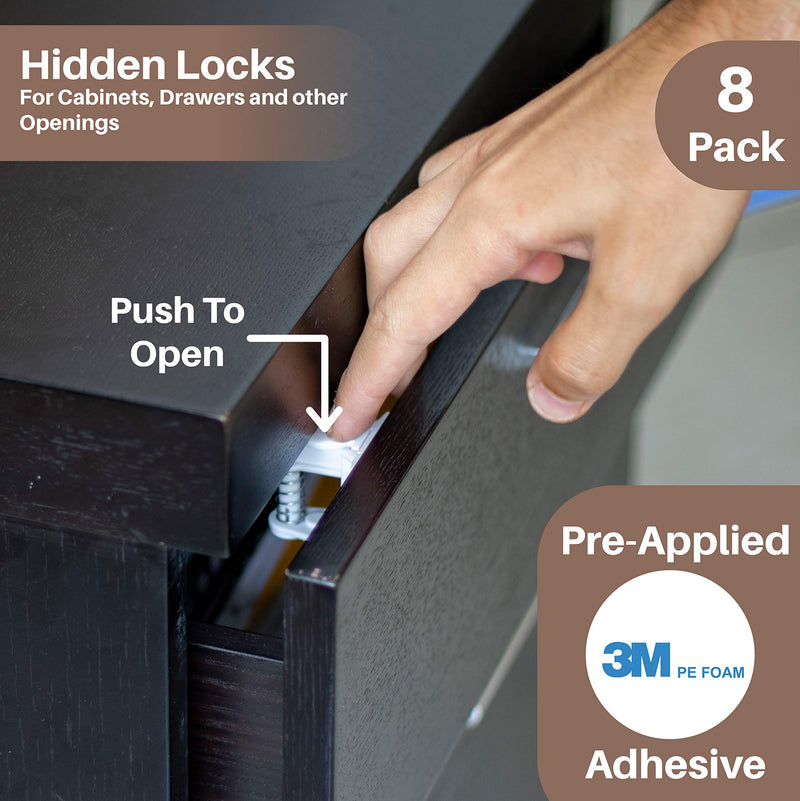 Complete Baby Proofing Kit - Child Safety Hidden Locks for Cabinets & Drawers, Adjustable Safety Latches, Corner Guards and Outlet Covers - Baby Proof Pack to Keep Your Child Safe at Home