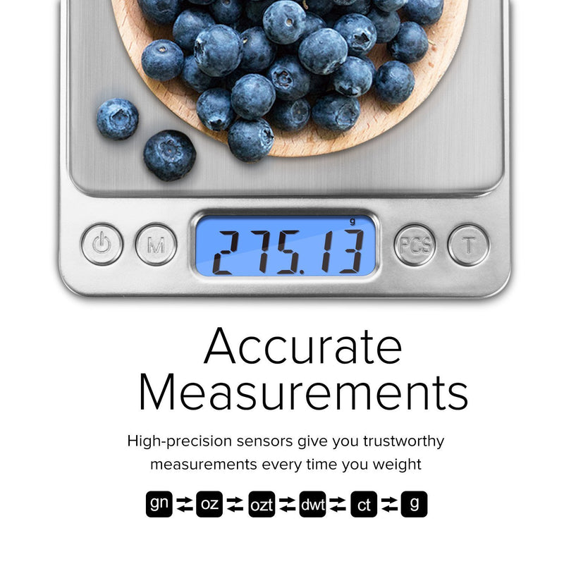 NEXT-SHINE Gram Scale Digital Kitchen Scale Mini Pocket Pro Size 500g x 0.01g with LCD Display Stainless Steel Platform for Cooking Baking Jewelry Weight Postal Parcel