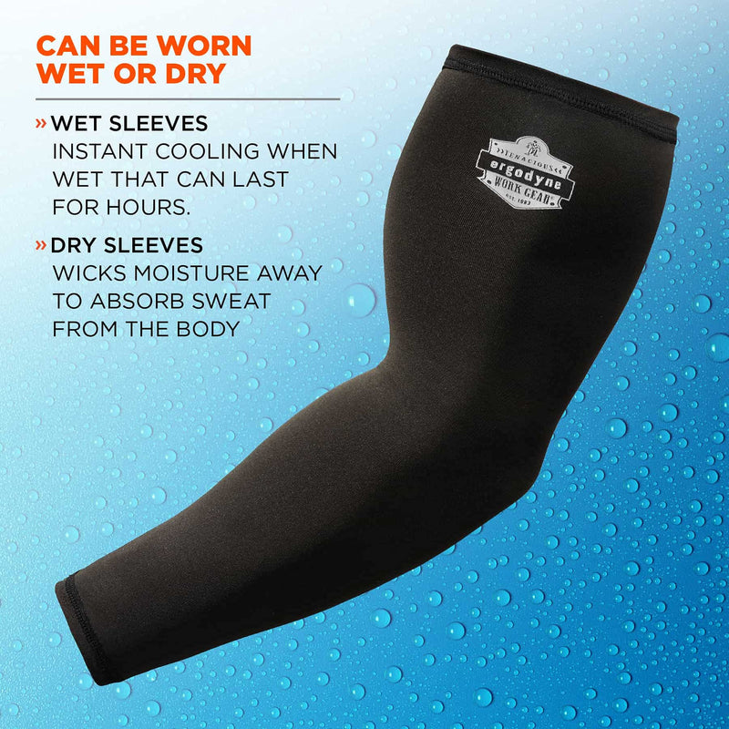 Cooling Arm Sleeves, Sized for Men &Women, UPF 50+ Sun Protection, Ergodyne Chill Its 6690,Black Black Medium