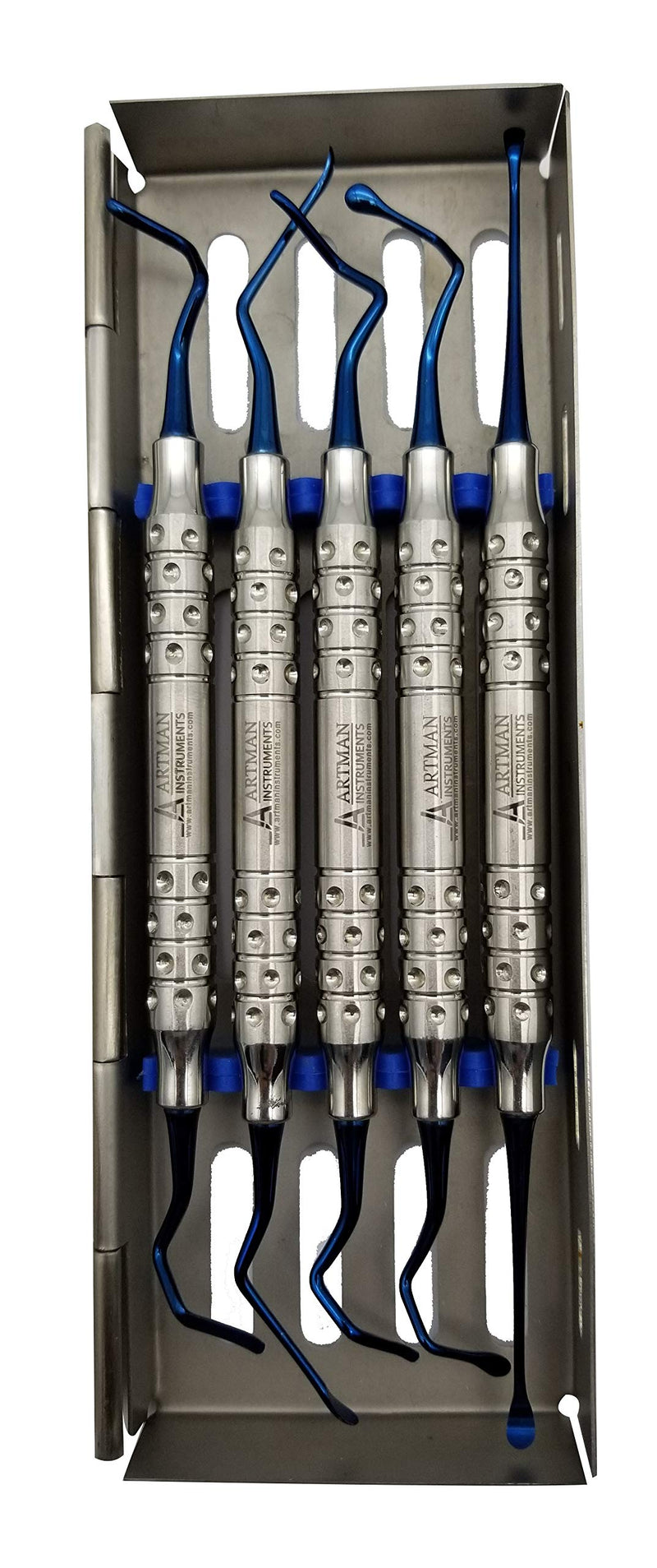 Vista Tunneling Procedure Kit in Steel Cassette (5 pcs, Blue Plasma Coating) Dental periodontologist Gum repositioning ARTMAN Brand