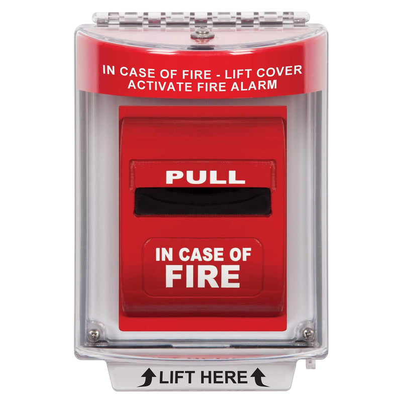 Safety Technology International, Inc. STI-13010FR Universal Stopper®, Flush Mount and Fire label, Indoor/Outdoor Protective Polycarbonate Cover for Pull Stations or Call Points Red