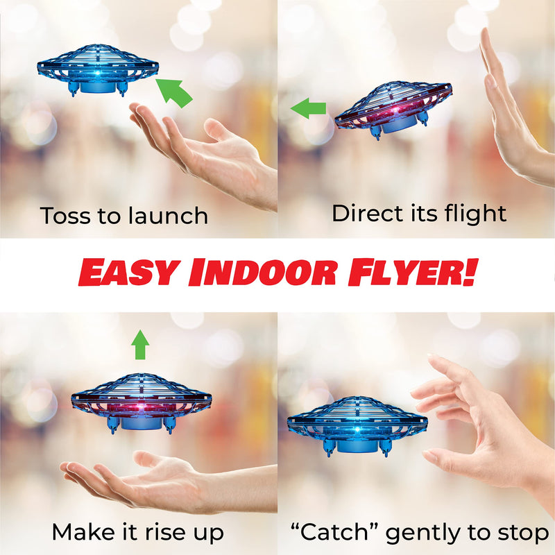 Force1 Scoot Hand Operated Drone for Kids or Adults - Hands Free Motion Sensor Mini Drone, Easy Indoor Small UFO Toy Flying Ball Drone Toy for Boys and Girls (Blue) Blue