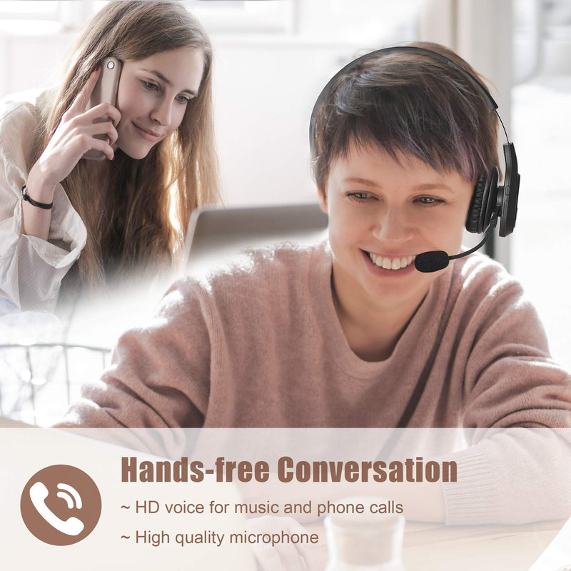 COMEXION Trucker Bluetooth Headset V5.0, Wireless Headset with Noise Canceling&Mute Microphone for Cell Phones, On Ear Bluetooth Headphone with Wireless&Wired Mode for Trucker, Home Office, Skype BH-M100
