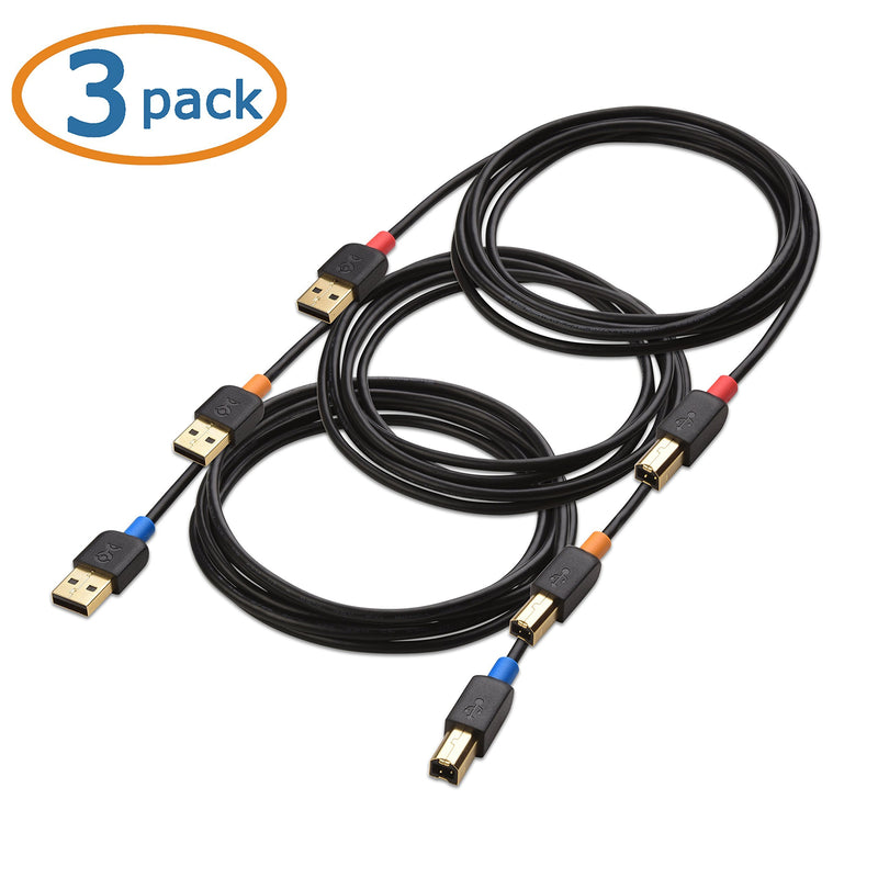 Cable Matters 3-Pack USB 2.0 A to B USB Printer Cable - 6 ft 6 Feet