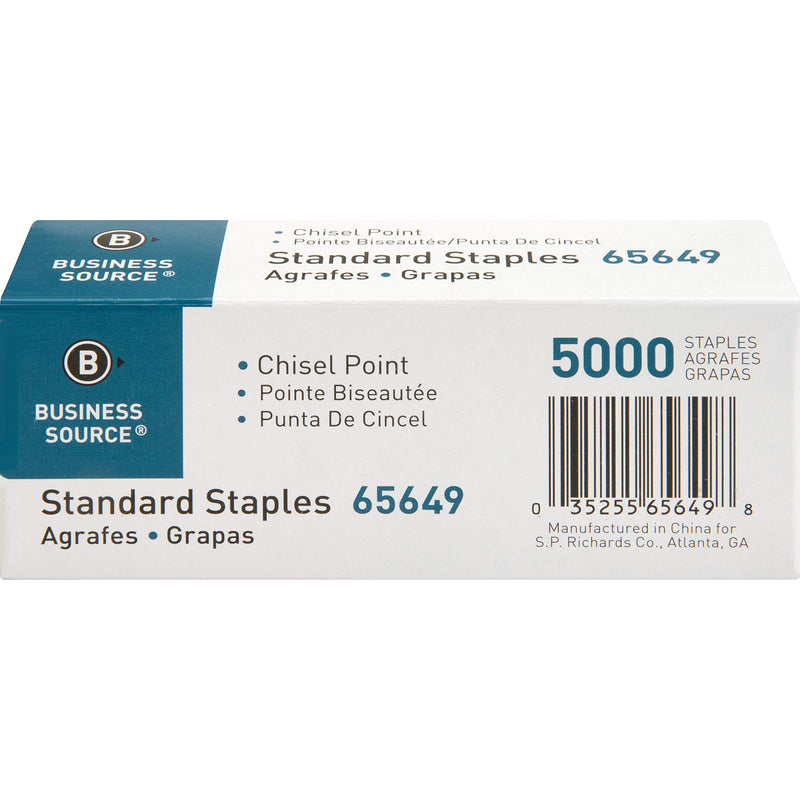 Business Source Chisel Point Standard Staples - Box of 5000 (65649), Silver 1