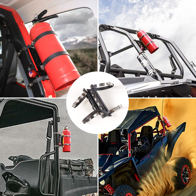 RERPRO Quick Release Fire Extinguisher Mount Brackets Holder Compatible with Jeep Wrangler UTV Polaris RZR Ranger Truck Aluminum Adjustable Roll Bar Fire Extinguisher Mount Bottle Holder Kit