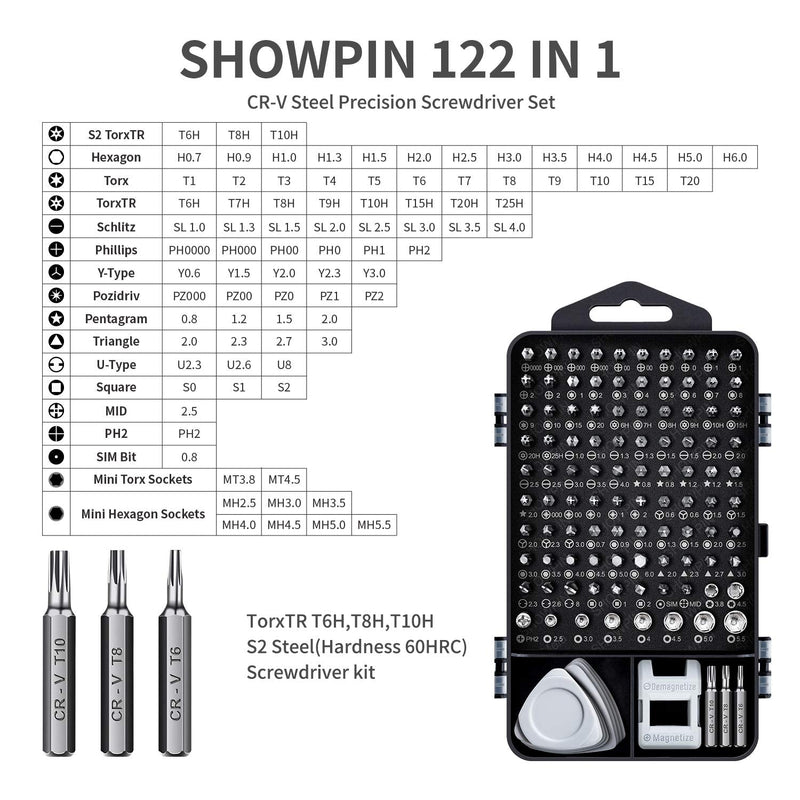 Computer Repair Kit, 122 in 1 Magnetic Laptop Screwdriver Kit, Precision Screwdriver Set, Small Impact Screw Driver Set with Case for Computer, Laptop, PC, for iPhone, Watch, Ps4 DIY Hand Tools -Grey 122-in-1 Gray