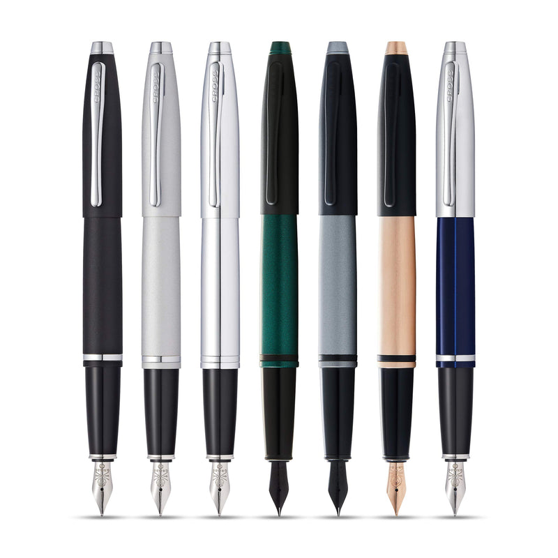 Cross Calais Satin Chrome Fountain Pen with Stainless Steel Medium Nib Satin Chrome- Gift Box