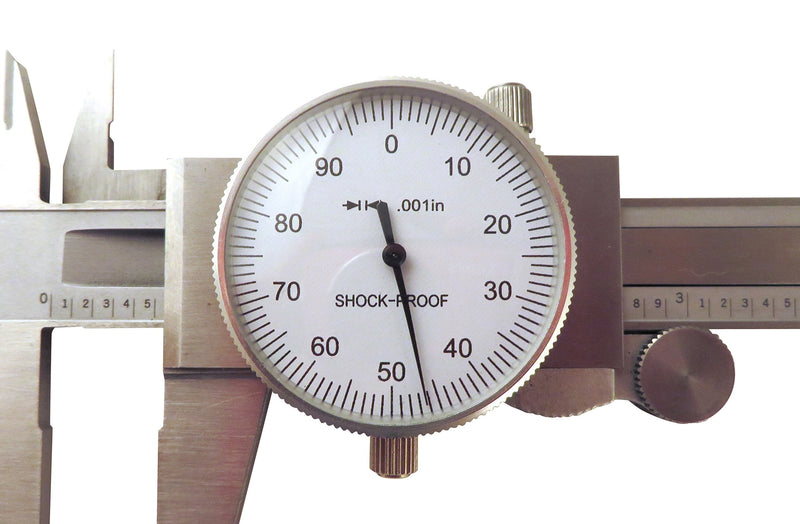 6" SAE Dial Calipers Accurate to 0.001" per 6" Hardened Stainless Steel for Inside, Outside, Step and Depth Measurements SAEDC-6