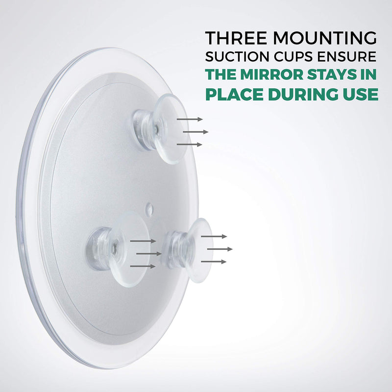 DBTech Large 8-Inch Suction Cup 10x Magnifying Mirror with Precision Tweezers w/Rubberized Grips, Triple Suction Cups for Lasting Hold on Most Flat Surfaces 8 Inch