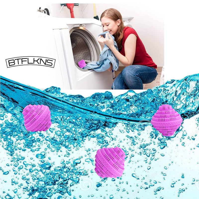 BTFLKNS Eco-Friendly Laundry Balls, Premium Washing Ball, Add Double The Ceramic Balls Again, 2000 Times Super Laundry Balls, All Natural No-Chemical Detergent(Large,Pink)