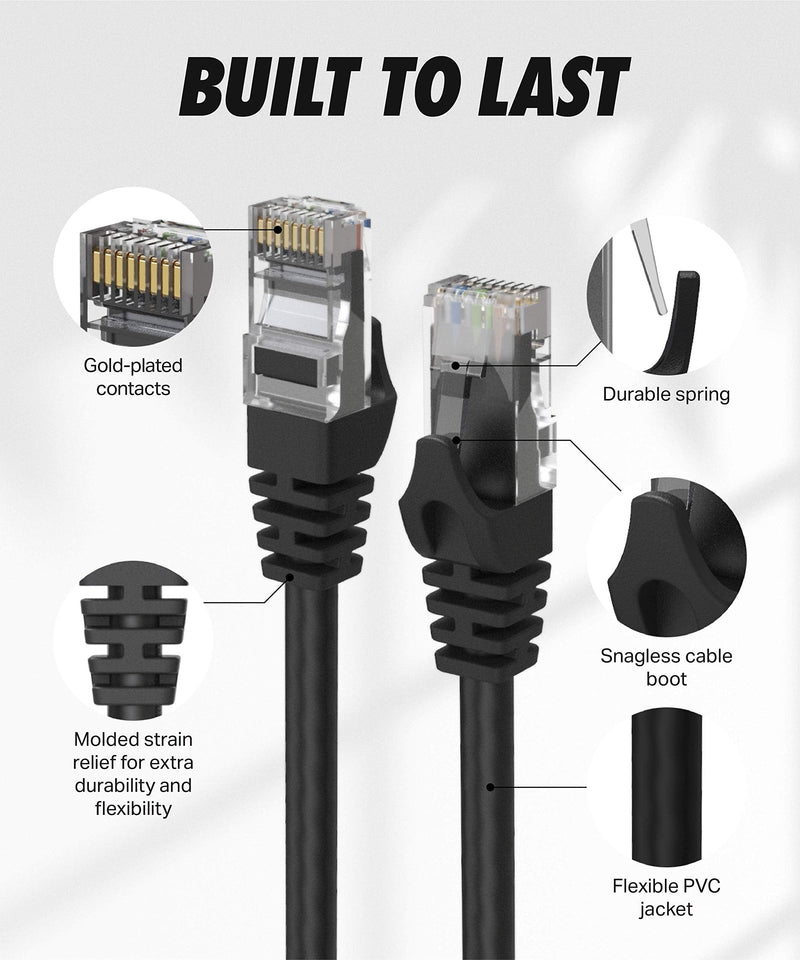 Cat6 Ethernet Cable, 10 Feet (6 Pack) LAN, utp Cat 6, RJ45, Network Cord, Patch, Internet Cable - 10 ft 10 feet (6 pack)