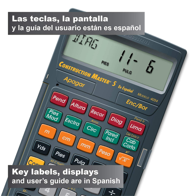 Calculated Industries 4054 Construction Master 5 en Espanol Construction Feet-Inch-Fraction Calculator for Carpenters [Calculadora de construcciÃ³n con pies, pulgadas y fracciones para carpinteros] CM5 en Espanol