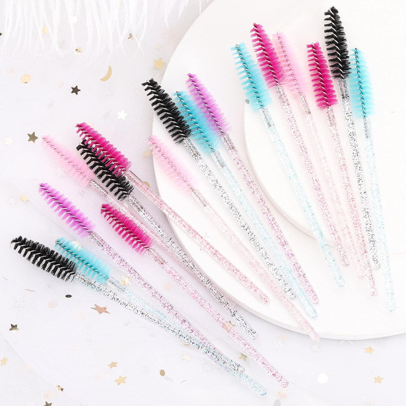 Tbestmax 500 Disposable Mascara Wands Eyelash Brush Spoolies for Eyebrow Eye Lash Extension Colorful Crystal Stick -5-color