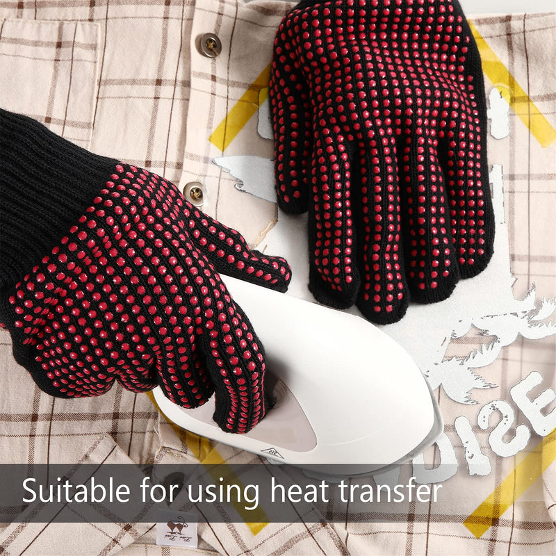 4 Pieces Heat Resistant Glove with Silicone Bumps 1 Roll Heat-Resistant Adhesive Tape Heat Proof Glove Mitts BBQ Even Tool for Printed Heat Transfer Curling Flat Iron Hair Styling Tools (Rose Red) Rose Red