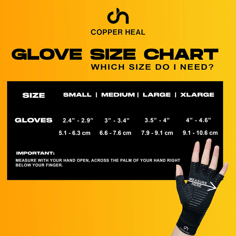 COPPER HEAL Arthritis Compression Gloves Rheumatoid Carpal Tunnel Glove Fingerless Pains Hands Support finger joint Small (1 Pair)