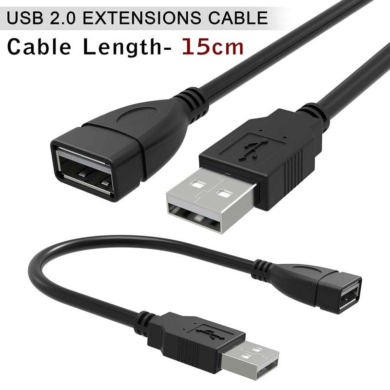20 Pack (15cm - 6inch) Adjustable Flexible USB 2.0 Male to Female Extension Plug/Socket Adapter Cable - Worlds Shortest USB 2.0 Extension Cable 20 Pack