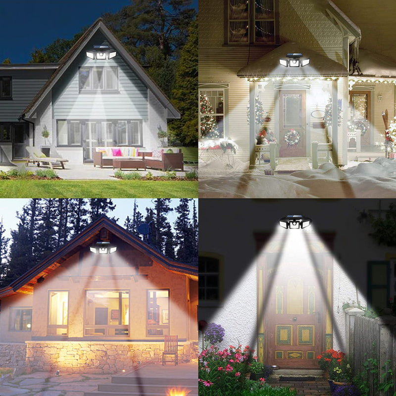 INCX Solar Motion Sensor Lights Outdoor, 3 Heads Security Lights Solar Powered, 118 LED Flood Light Motion Detected Spotlight for Garage Yard Entryways Patio, IP65 Waterproof 1 Pack Black