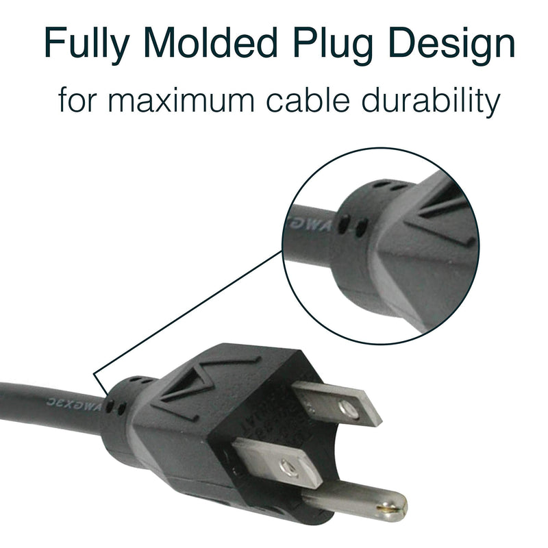 C2G Power Cord, Replacement Power Cable, 3 Pin Connector, For Computers, TVs, Monitors, & More, 18 AWG, Black, 10 Feet (3.04 Meters), Cables to Go 03134