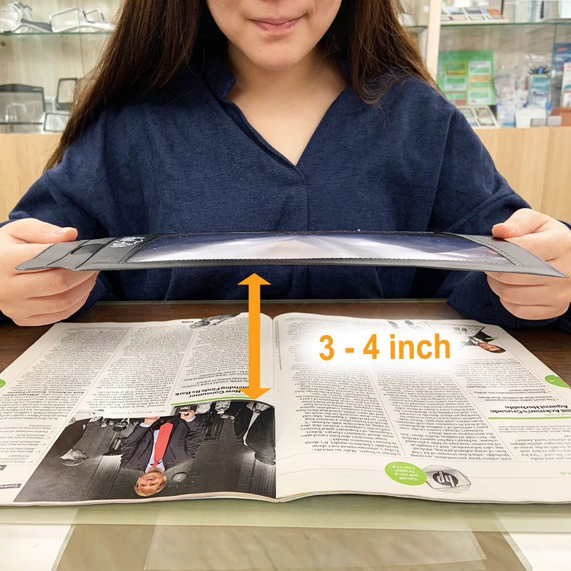 MagDepo Magnifying Sheet Flat Full Page Reading Magnifier with 1 Pencil and 1 Card Magnifier, Perfect Reading Aid for Elderly and People with Low Vision with card magnifier& pencil