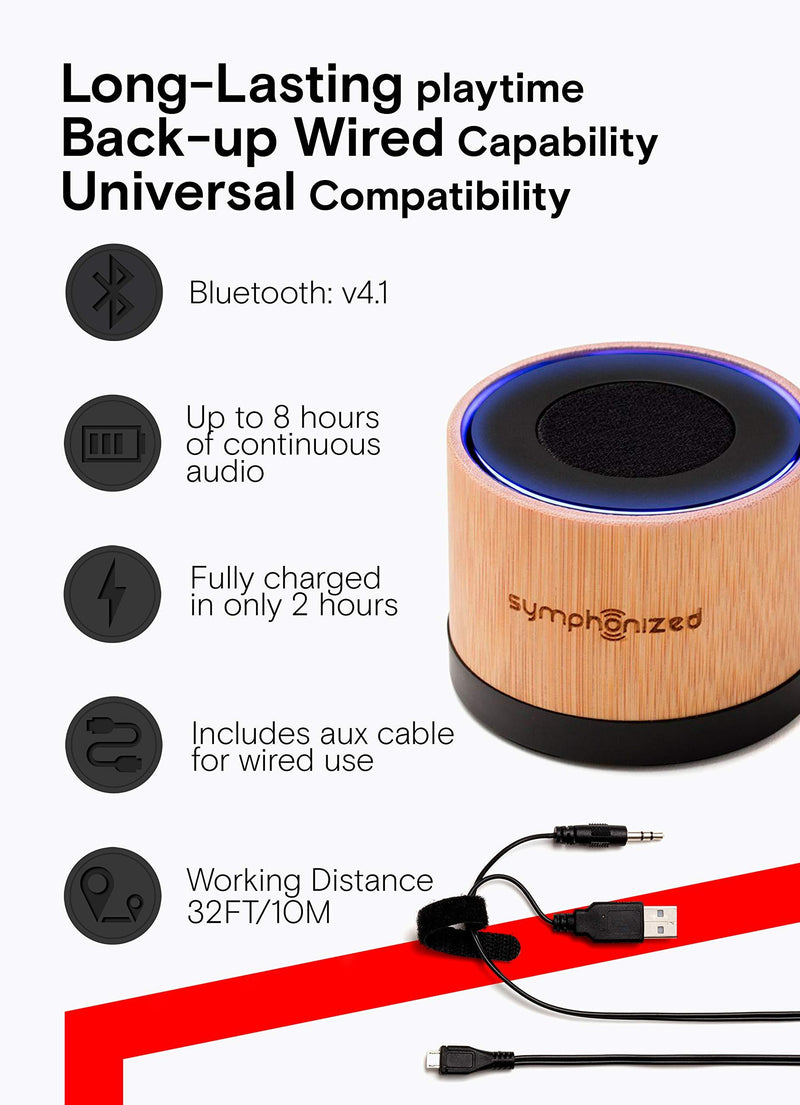 Symphonized NXT Premium Genuine One Piece Solid Hand Carved Bamboo Wood Bluetooth Portable Speaker. Compatible with All Bluetooth iOS Devices, All Android Devices and Mp3 Players