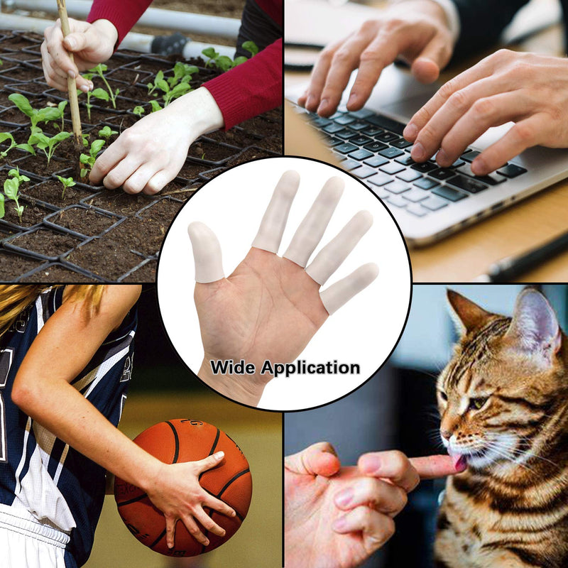 Gel Finger Support Protector Gloves, Gel Finger Cots/Covers - Different Sizes Silicone Fingertips for Hands Cracking, Eczema Skin (20pcs White)