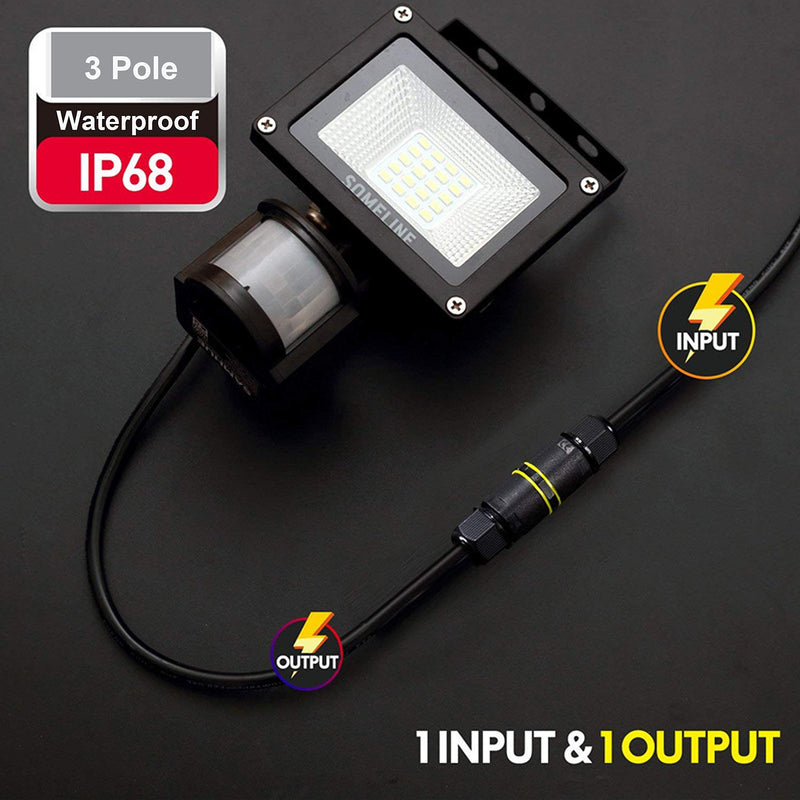 ATB FUTURE Waterproof IP68 Power Cable Junction Box Connector,Outdoor Junction Box,Ideal for 2 or 3 Pin Cables Ã˜4-8mm,Use for Outdoor Billboards,Tunnel Lights,Road Landscape Lights, Etc (4PACK,Black) M16 2 Way 3 Pole Ideal For Cable Diameter 4-8mm