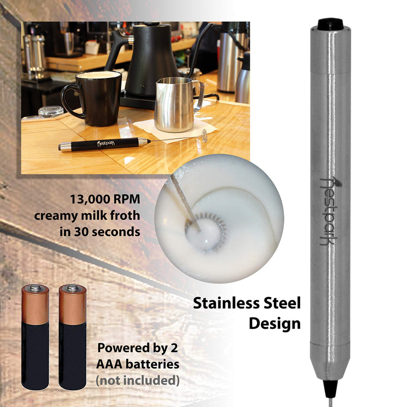 Nestpark Portable Drink Mixer and Milk Frother Wand - Small Hand-Held Mini Mixer Electric Stick Blender - Bulletproof Keto Coffee Blender Rapid Emulsifier - Cordless and Battery Operated