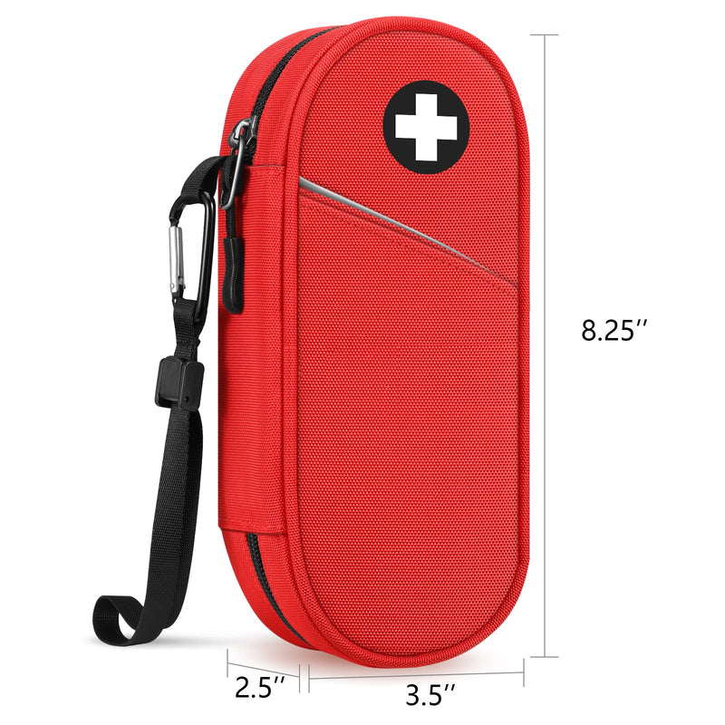 SITHON Insulated EpiPen Medical Carrying Case, Travel Medication Organizer Bag Emergency Medical Pouch Holds 2 EpiPens, Asthma Inhaler, Auvi-Q, Allergy Medicine Essentials, Red