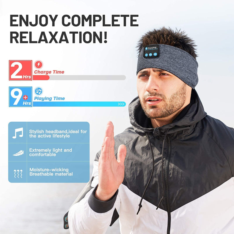 Perytong Sleep Headphones Wireless, Bluetooth Sports Headband Headphones with Ultra-Thin HD Stereo Speakers Perfect for Sleeping,Workout,Jogging,Yoga,Insomnia, Air Travel, Meditation, Grey 1 Count (Pack of 1)
