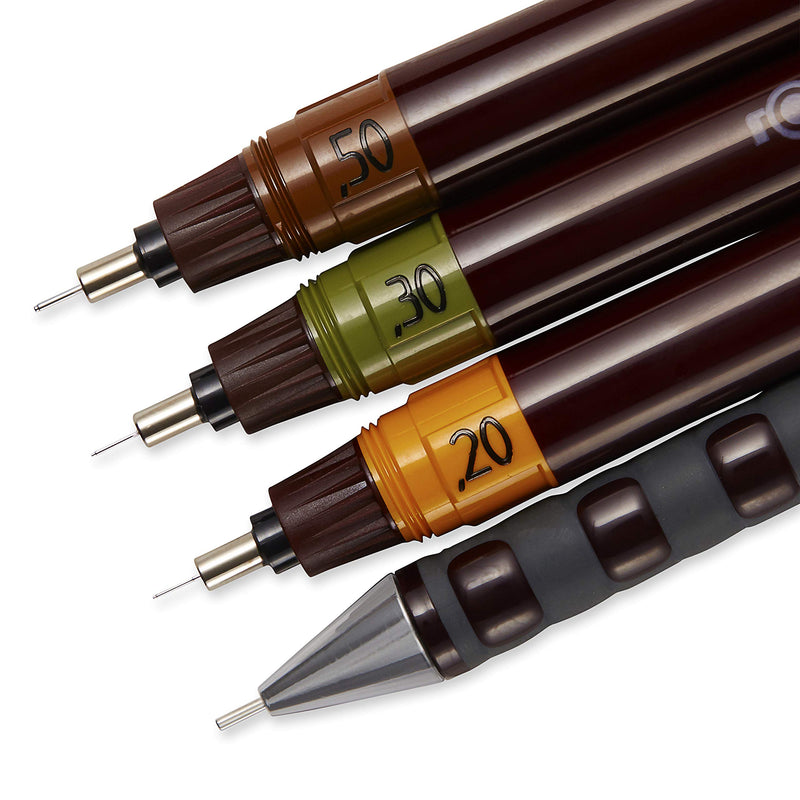 rOtring S0699370 Isograph Technical Drawing Pens, Set, 3-Pen College Set (.20-.50 mm),Brown 0.20 mm, 0.30 mm, 0.50 mm