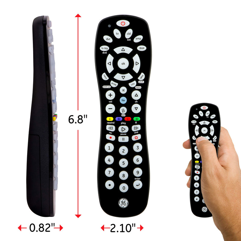 GE Universal Remote Control for Samsung, Vizio, Lg, Sony, Sharp, Roku, Apple TV, TCL, Panasonic, Smart TVs, Streaming Players, Blu-Ray, DVD, 6-Device, Black, 34459