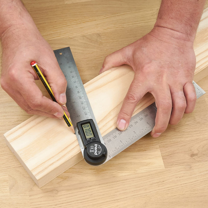 Trend Digital Angle Ruler - 360 degree angle range for measuring and marking bevels, miters and bevels, DAR/200 Single