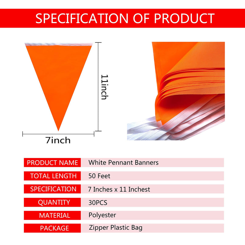 TSMD Solid Orange Pennant Banners Flags String DIY Bunting Flags,Party Decorations for Grand Opening,Kids Birthday,Party Events Celebration