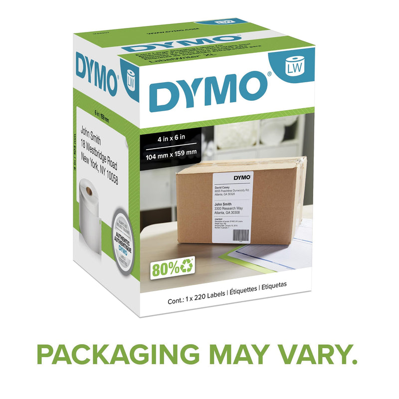 DYMO LabelWriter Shipping - Shipping Labels - Black on White - 4 in x 6 in - 220 Label(s) 1 Roll