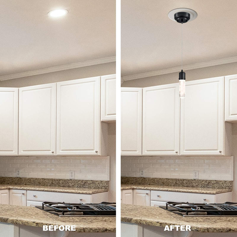 Ciata Lighting Recessed Lighting Converter for Pendant or Light Fixtures in White Finish – 1 Pack