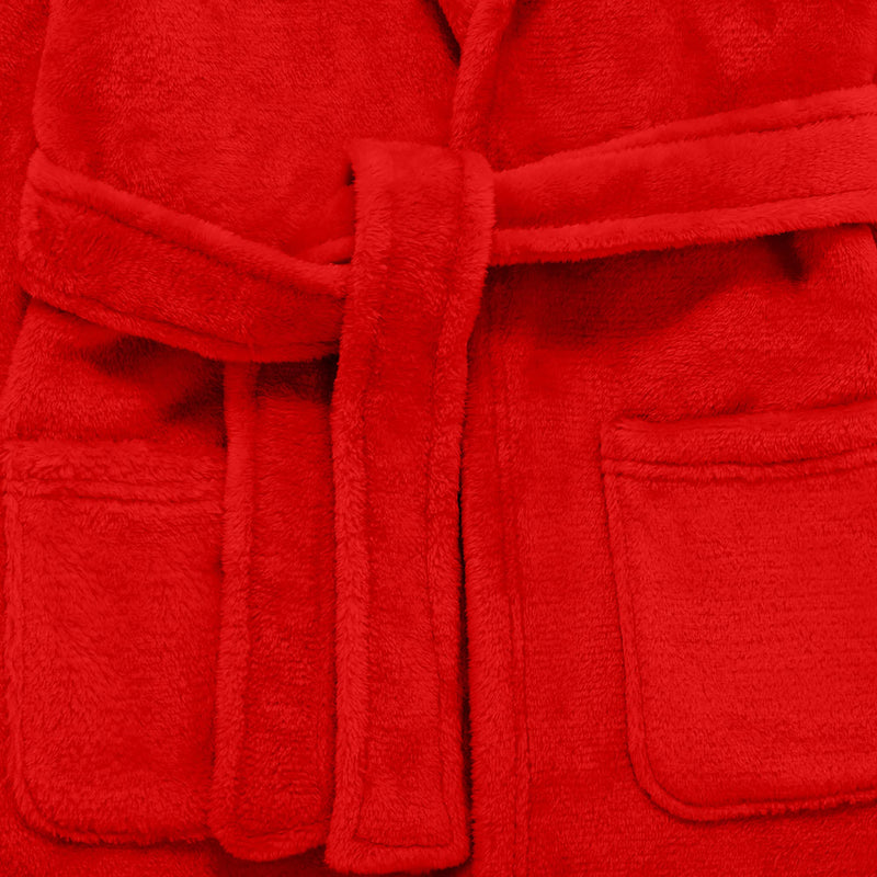 V.&GRIN Boys Girls Fleece Bathrobe, Hooded Toddler Soft Fuzzy Robe for Kids 3-12 Years Coral Red 2-3T
